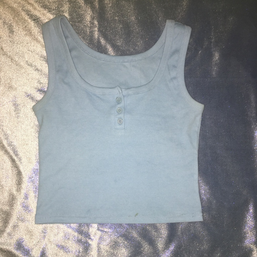 Cropped baby blue tank top from SHEIN